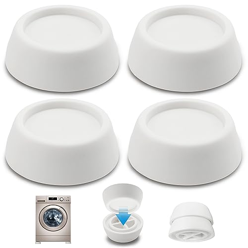 VooGenzek Lot de 4 Patin en Caoutchouc de Machine à Laver, Amortisseurs de vibration en caoutchouc pour machines à laver, Anti Vibration Pieds en Caoutchouc, pour Machine à Laver et Sèche (Blanc)