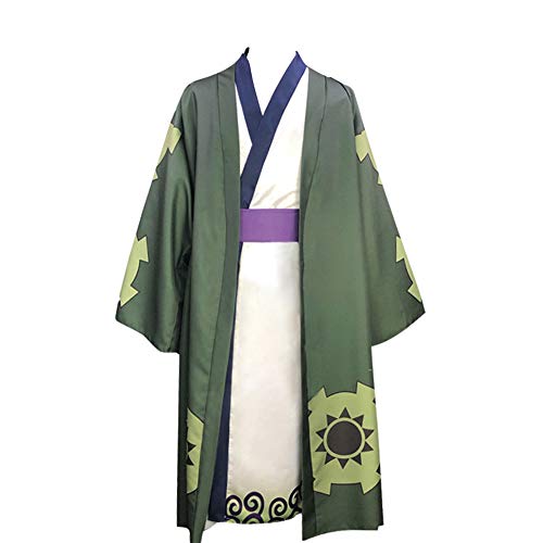 One Piece Roronoa Zoro Cosplay Disfraz Kimono Bata Capa cinturón Traje Completo Disfraces de...
