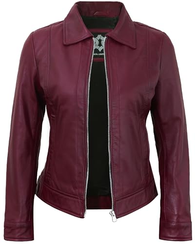 UrbanFocal Maroon Leather Jacket Womens - Real Lambskin Leather Jackets