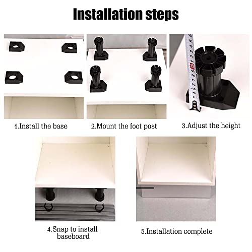 Soogree 4 Pack Adjustable Furniture Leg Foot, Hardware Casters Glides Height Cabinet Leveling For Kitchen Bathroom Chairs Legs Adjusts From 3.93" To 4.72" #TOP4