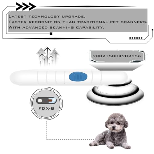 Smoostart Haustier Mikrochipscann, Tierchip Lesegerät Chipleser Hunde Chip Scanner Katze ISO11784/(85) FDX-B/EMID Mikrochip Lesegerät für Hunde/Katze 1000 Daten Können Gespeichert Werden Weiß
