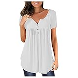 PTLLEND Tshirt Damen Sommer Sexy Blusen Damen Party Tunika Blumen Blusen Große Größen Party Oberteile Bunte Hemdblusen Topsense Blusen Weiss Kurzarm Umstand Tunika SchößChen Bluse Obertei