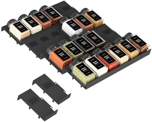 Famhap Rangement Epices Tiroir, 24 pièces 12 * 5 * 2,5 cm Organisateur Porte Épices pour Tiroirs de Cuisine, Tiroir à Épices Colocalisable pour Pots d'Épices