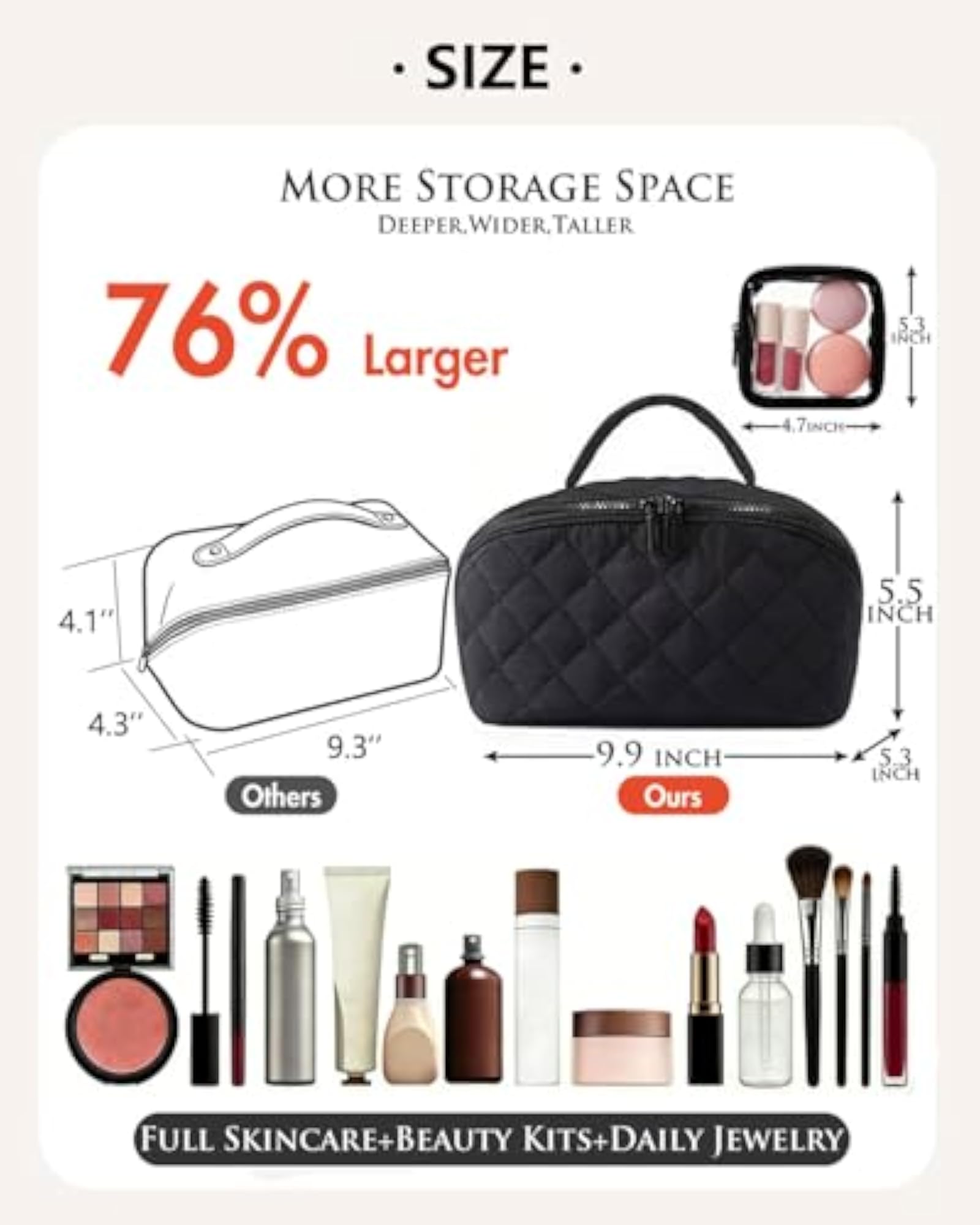 Large Capacity Travel Cosmetic Bag for Women, Waterproof