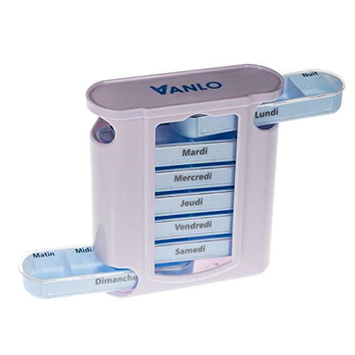 VANLO Pillendoos "Tower" 7 dagen met 4 vakken per dag, pillendoos, tablettendoos, weekdoseerder, medicijnbox in Frans - Image 3