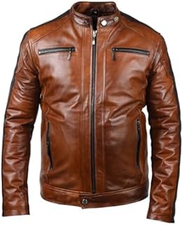 Body Guard Genuine &amp; Pure Leather Jacket | Mens Solid Biker Jacket | Full Sleeve Solid Jacket for Men's Biker Style | 2 In...