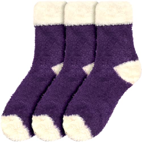 Image of BambooMN Women's Super Soft Fuzzy Socks, Polka Dot, Gradient, Snowflake, Featherlight Cuff - Assorted Colors