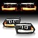 AmeriLite for 2009-2018 Dodge Ram 1500 2500 3500 [BOTH Model] Upgraded Projector Switchback LED Tube Black Headlights Assembly Pair - Passenger and Driver Side