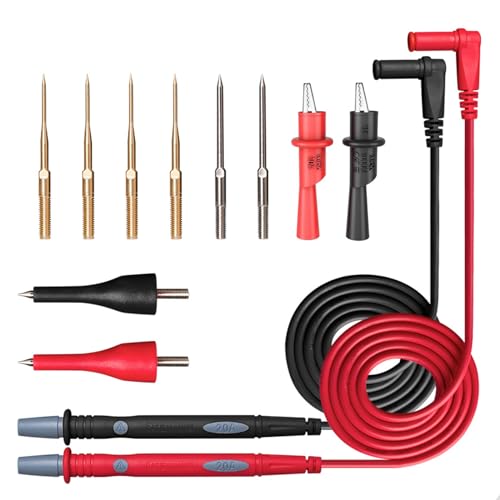 Image of Multimeter Test Leads Kit with Alligator Clips, 12Pcs Professional Multimeter Probe Kit with Replaceable Alligator Clips 1000V 20A