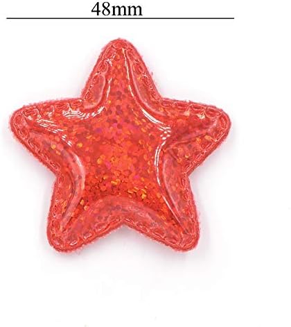 Patches 12Pcs PU Fabric Padded Patches Glittering Star Shape Appliques for Crafts Clothes Sewing Supplies DIY Hair Bow Decor Clothing Repair Decoration Patches(Pink)