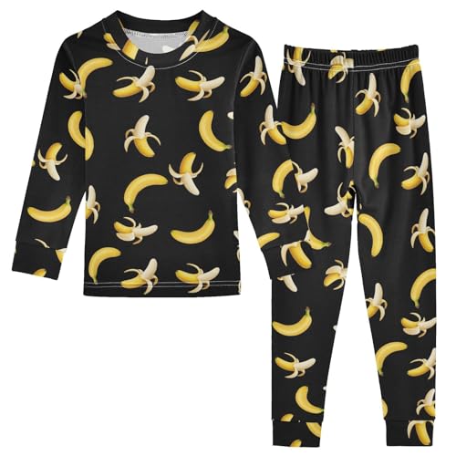 ODAWA Yellow Bananas Black Pajama Sets Footless 18M Matching Fall Pajamas