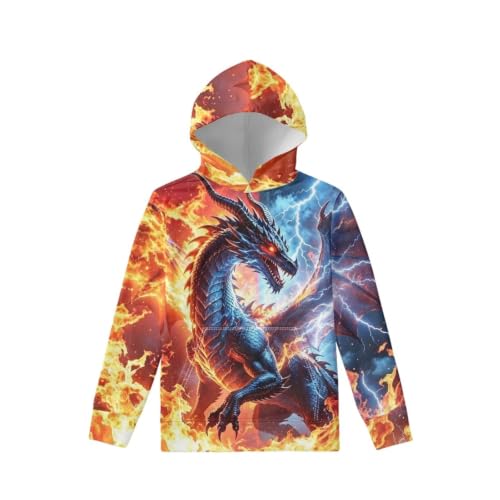Image of WELLFLYHOM Boys Hooded Sweatshirts Hoodie Pullover Cool Graphic Crewneck Blouses Size 6-16