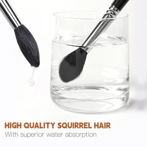 Image of Watercolor Brushes Professional, Fuumuui 2pcs Kolinsky Sable Brushes, 1pc Pure Squirrel Mop Wash Round Brush & 1pcs Extended Needle Point Brush Perfect for Watercolor Acrylic Gouache Inks