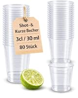 buxmed – 80 Stück Shotbecher transparent 3 cl mit Skala