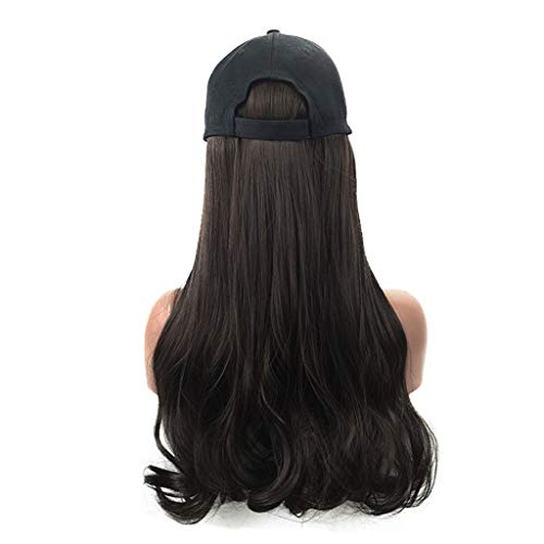 Fine Baseball Cap with Hair Synthetic Hats with Hair Attached for Women Black