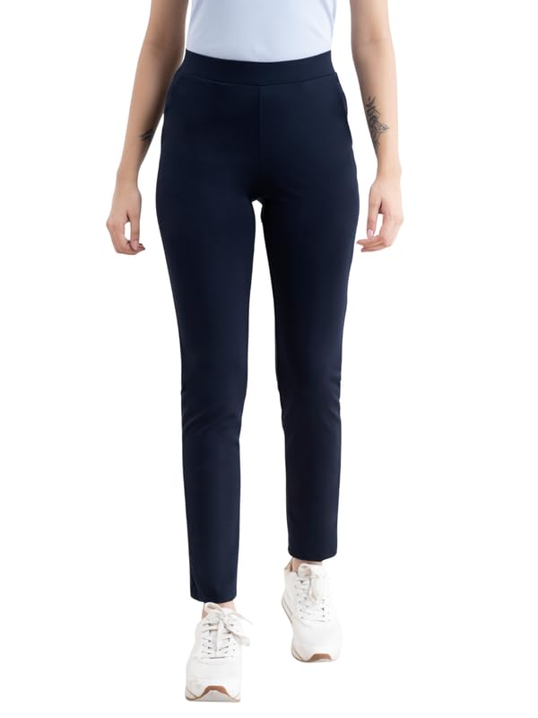 Image of FableStreet Women's Livin Air Stretch Striaght Pants /Trouser | Viscose Rayon with High-Rise Waist | Solid Pattern & Plain Weave Fabric | Office Wear & Business Meetings