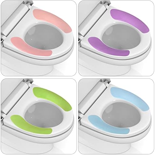 4 Pairs Bathroom Warmer Toilet Seat Cover Pads Soft and Portable Toilet Seat Cushion Pad Washable and Reusable Toilet Seat Pad, 4 Colors