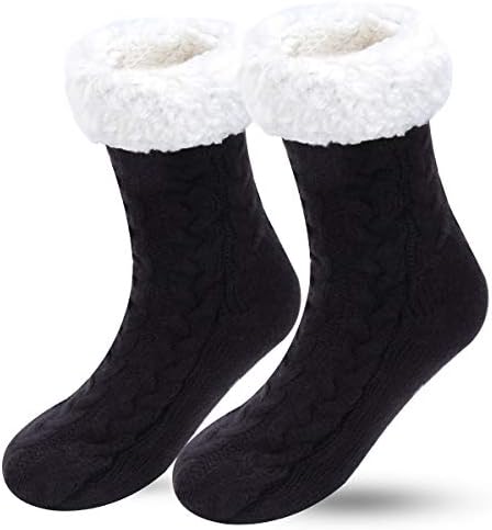 BOER Slipper Socks - Winter Ladies Non Slip Soft Cozy Slipper Socks Fleece Lined Fluffy and Furry Knitted Warm Home Socks