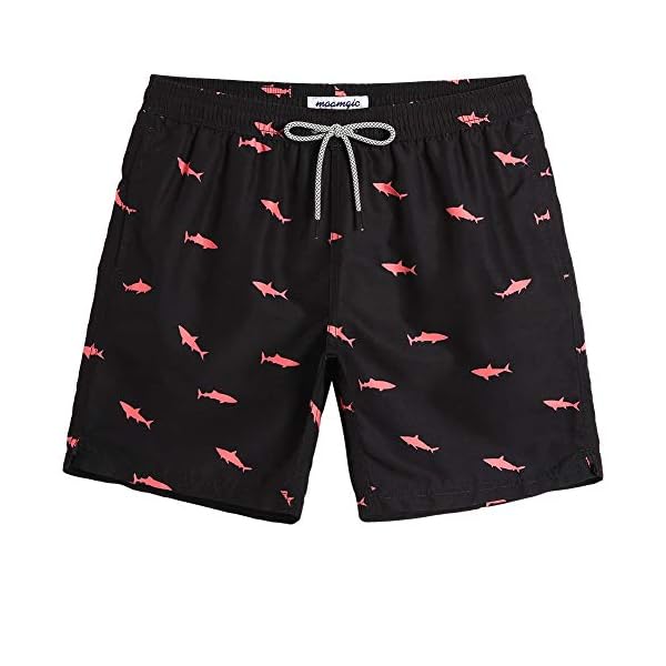 MaaMgic Men's Short Swim Trunks,Slim Fit Quick Dry Board Shorts with Mesh Lining,Black Shark,Medium