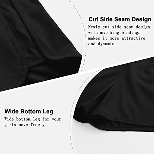 Americloud Girls Running Cotton Shorts Kids Drawstring Casual Short With Pockets Girls Workout Clothes 3-12 Years Black #TOP4