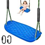 WWFFEN Schaukel Garten, Rutschfester Baum Schaukel Sitz Set mit verstellbarem Seil und Karabinern Outdoor Erwachsene Schaukel Spielplatz Schaukel Hinterhof Garten Spiel Set, 200kg/Blau