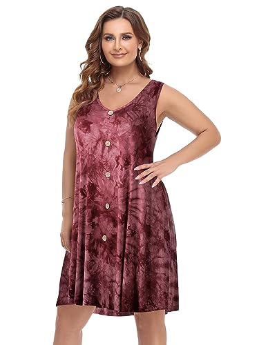 Image of BELAROI Summer Dresses for Women Beach Tshirt Sundress V Neck Casual Swing Tank Dress Swimsuit Cover Ups Pockets