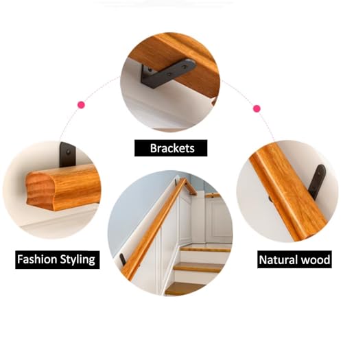 Garde-corps d'escalier durable en bois avec support mural de soutien - 4