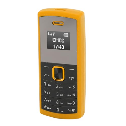 POENVFPO El teléfono móvil más pequeño miniatura GSM, pequeño teléfono móvil BT, reproductor de música, cambiador de voz para llamadas de voz brillantes (YELLOW)