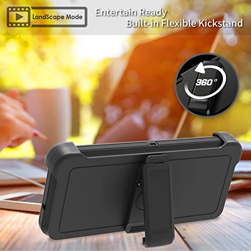 Heavy Duty Protection Case for Motorola Edge 2021 / Moto Edge 5G UW, 3 Layers Hybrid Shockproof Rugged Cover with Belt Clip Holster - Camo Camouflage Deer Hunter