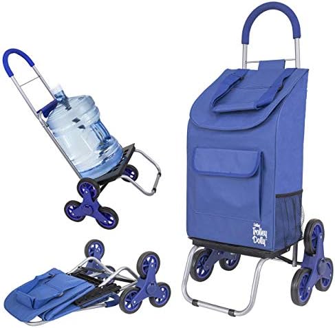 dbest products Stair Climber Trolley Dolly Folding Grocery Cart 3 Wheels Heavy Duty Shopping Hand Truck Made for Condos Apartments,39 inch Handle Height, 17.25" x 15.25" x 39.5", Blue