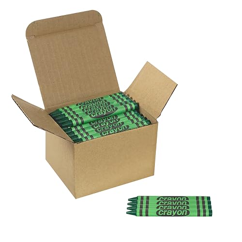 Lucky Art Crayonology Green Crayons Bulk - 80 Count Regular Size Single Color Crayon Refill, Non-Toxic Art Supplies for Teachers, Classrooms and School Projects