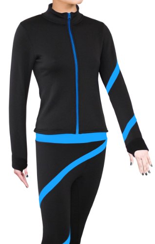 NY2 SPORTSWEAR Figure Skating Polartec Polar Fleece Spiral Jacket (Deep Sky Blue, Adult Extra Small)