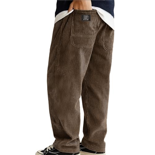 Mokaloha Mens Corduroy Pants Vintage Ribbed Baggy Sweatpant Drawstring Elastic Waist Embroidered Trousers with Pocket2