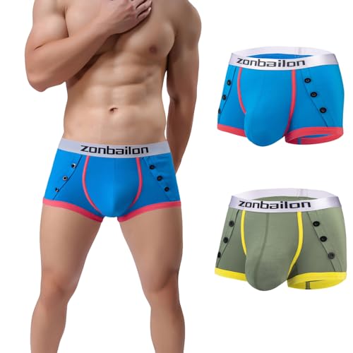 ZONBAILON Mens Sexy Bulge Enhancing Boxer Underwear Bamboo Viscose Tagless Smooth Trunks Underpant