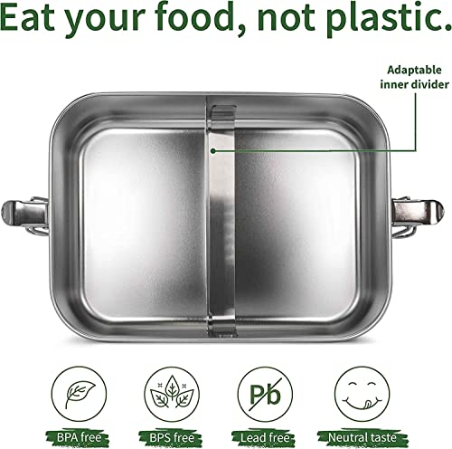 Bambaw Metal Lunch Box 1200 Ml | Adjustable Compartment Lunch Box | Leak Proof Metal Lunch Containers | Eco Stainless Steel Food Containers | Metal Bento Box For Adults | 5 Cups Tiffin Lunch Box #TOP2