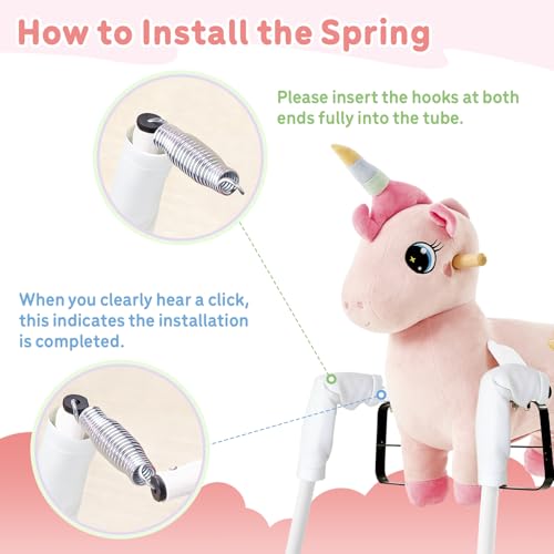 Image of FUNLIO Unicorn Spring Rocking Horse for Kids 3-6, Rainbow Fairy Ride on Horse with Covered Spring & Sturdy Frame, Neighing & Galloping Sound for Pretend Play, Horse Toys Gift, CPC & CE Certified-Pink