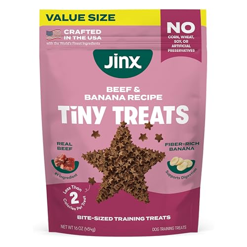 Jinx Beef Dog Training Treats - Healthy All-Natural Mini Bite-Sized Dog Treats for Training with Grass-Fed Beef - Pet Products for All Dogs (Puppies Adults & Seniors) - 16oz