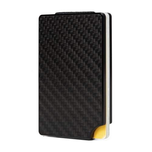 Image of Minimalist Carbon Fiber Wallet for Men, Money Clip Cash Strap Wallet, RFID Blocking Metal Wallet Aluminum Card Holder,Front Pocket Wallet