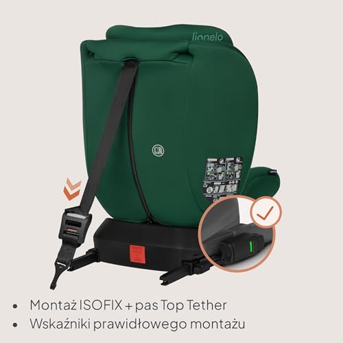 LIONELO Bastiaan i-Size Fotelik Samochodowy Obrotowy 360° dla Dzieci 0-36kg od 40-150 cm, Montaż Przodem i Tyłem, ISOFIX Pas TopTether, Pełna Regulacja Ochrona Boczna