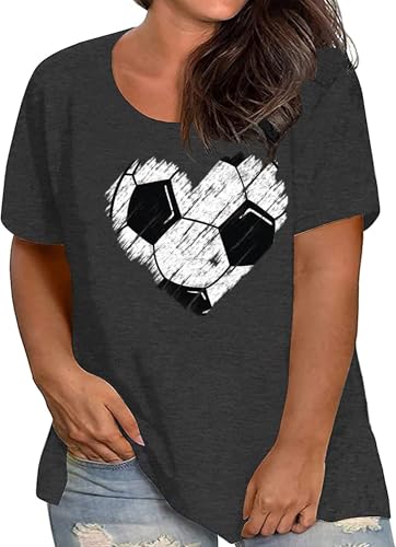 Plus Size Women Football Shirt Women Soccer Heart Graphic Game Day Tshirt Casual Short Sleeve Football Mom Tops2