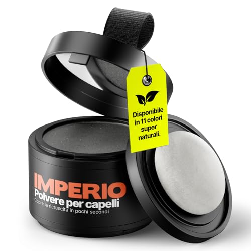 IMPERIO - Polvere per l’attaccatura dei capelli, correttore per la calvizie, effetto infoltimento dei capelli, unisex, resistente all'acqua, 4 g (grigio scuro)