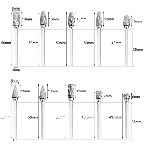 Set de fresas de carburo con corte doble y 1/8" de eje, 10 piezas miniatura 3