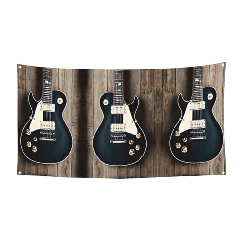 MINDBBDFJ Musical Guitar Print Banners And Signs For Outdoor/Indoor,Personalized Banner Customizable Parties Halloween Banner (180x90cm)