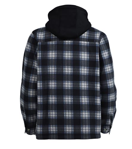 Image of LeeHanTon Mens Heavyweight Hoodies Casual Zip Up Plaid Flannel Shirt Jackets Winter Thick Berber Lined Fleece Coat