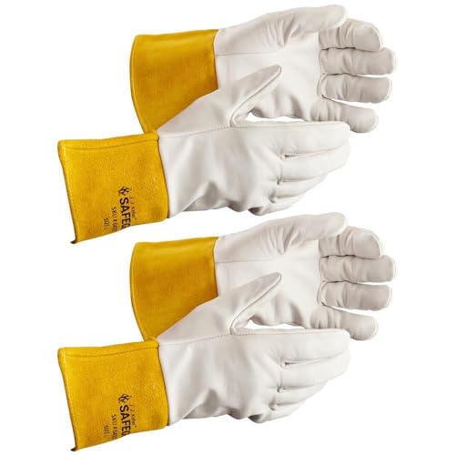 J. J. Keller & Associates Inc. SAFEGEAR Cowhide Welding Gloves Tig Welding Wing Thumb EN388 3131 Medium 2 Pack