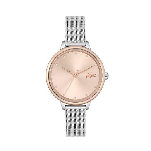 Lacoste Reloj Analógico de Cuarzo para mujer con correa de malla de acero inoxidable plateada - 2001202