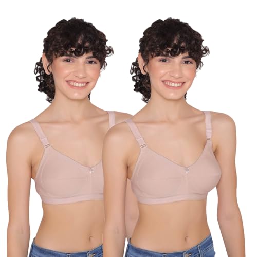Image of INKURV Full Coverage Cotton Bra for Heavy Bust| Minimizer Bra for Women| Anti-Sagging Breast Lift Up| Non-Wired| Non-Padded Daily Use Bra for Ladies| Combo of 2