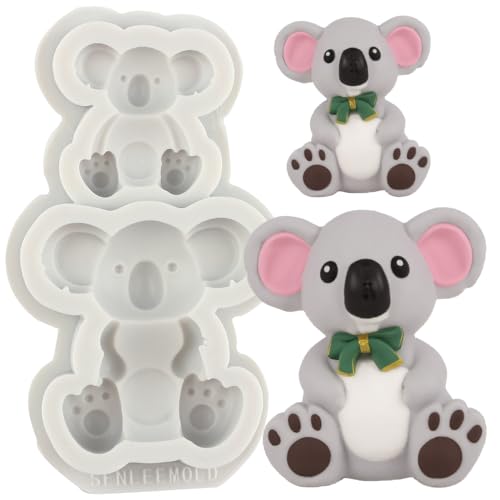 MINFEIDMS Koala - Moldes de silicona para fondant, diseño de animales del bosque, moldes de chocolate para decoración de pasteles de azúcar, decoración de cupcakes, pasta de goma, caramelo, arcilla