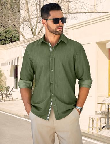 MAPICK Mens Casual Button Down Denim Shirts Long Sleeve Untucked Stretch Wrinkle-Free Dress Shirt2