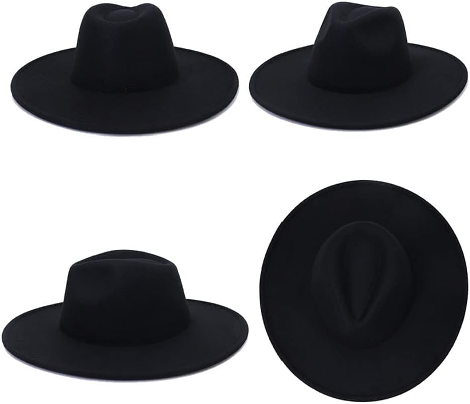 ENFUSO Gothic Nugoth Witchy Stiff Women's Fashion Accessory Black Wool Wide Brim Goth Witch Hat - Image 6